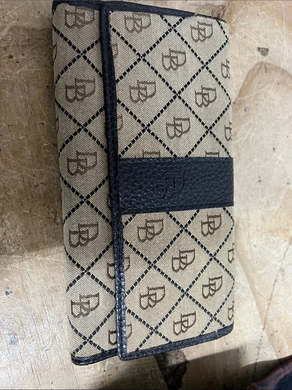 Dooney & Bourke Tan and Black Monogram Wallet